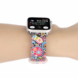 สายนาฬิกาข้อมือซิลิโคน พิมพ์ลาย สําหรับ Apple watch iwatch 42 44 45 มม. สายรัด