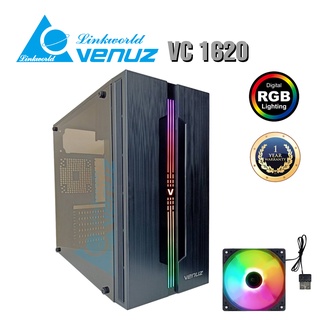 VENUZ Acrylic Side ATX Computer Case VC 1620 with RGB LED Lighting - Black