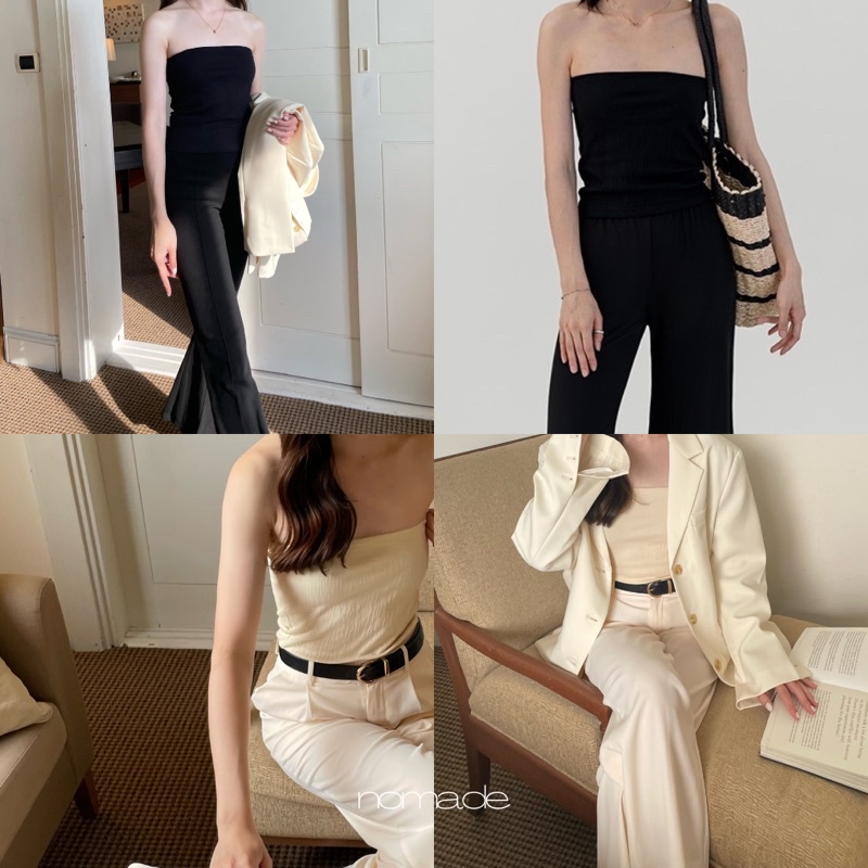 Nomade. | พร้อมส่ง  Plainish Top. เสื้อเกาะอกเนื้อผ้ามี texture