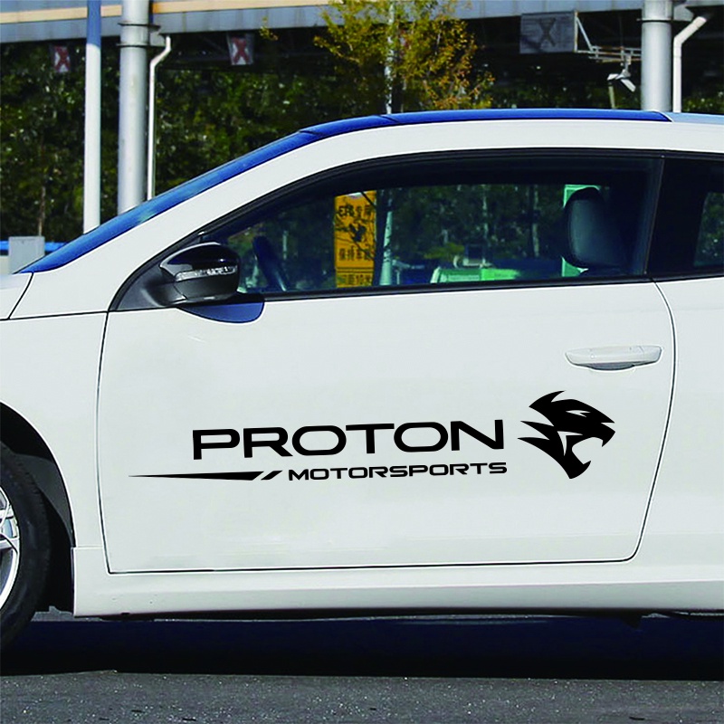 สติกเกอร์ ลาย Proton Motorsport สําหรับติดตกแต่งรถยนต์ Cerming Depan Pintu 2 ชิ้น