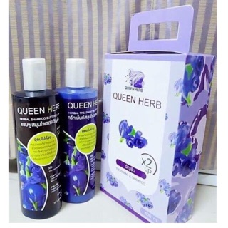 Queen Herb เซตแชมพู+ครีมนวดอัญชัญ เร่งผมยาว