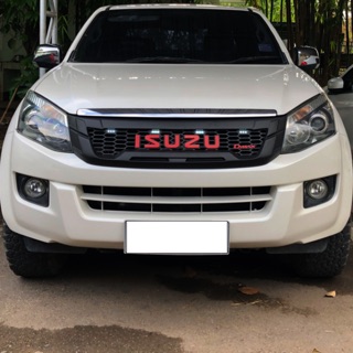 กระจังหน้า D-max 2012 + Logo isuzu สีแดง ไฟ Led 4 จุด