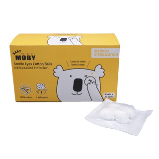 MOBY สำลีก้อนเช็ดตาสเตอไรส์ แบบซอง จำนวน 4 ก้อน x 20 ซอง