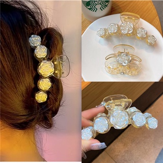 Camellia hairpin female back head hair rose shark clip grab clip large hairpin hair accessoriesกิ๊บติดผมดอกเคมีเลีย กิ๊บ