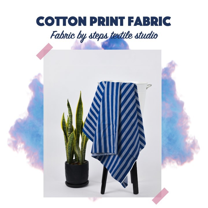 ผ้าคอตต้อน100 ผ้าคอตตอนพิมพ์ลายริ้วST-PT501