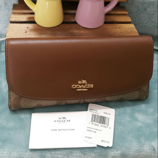 พร้อมส่ง  กระเป๋าสตางค์ coach  3 พับ สีน้ำตาล