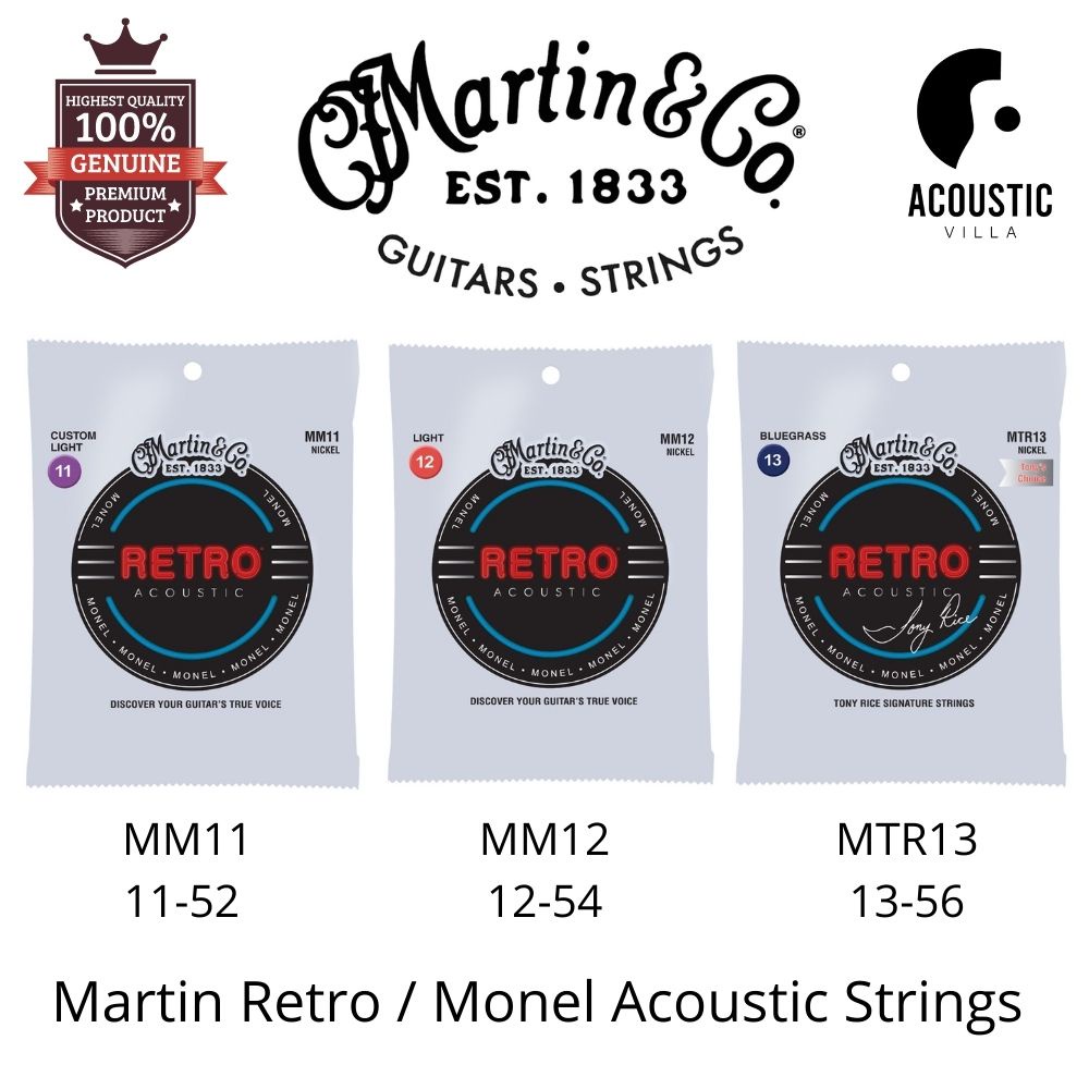 สายกีตาร์โปร่ง Martin Retro Monel Acoustic Guitar Strings