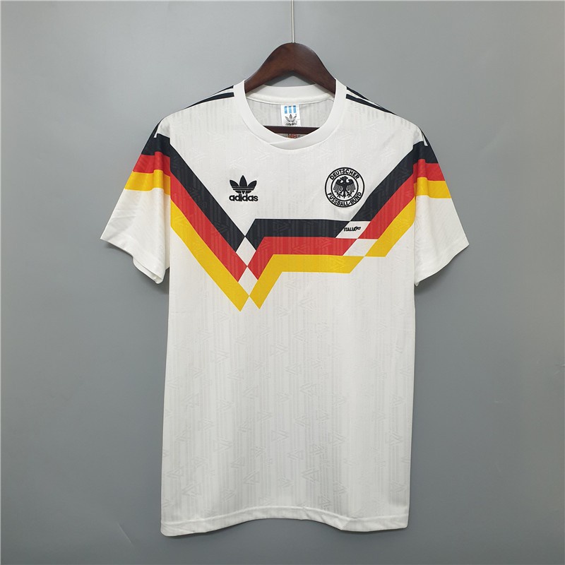 เสื้อกีฬาแขนสั้น ลายทีมชาติเยอรมัน 1990 เยอรมนี DG คุณภาพสูง สไตล์เรโทร