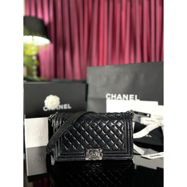 Chanel Boy 10 “ Chevron Caviar