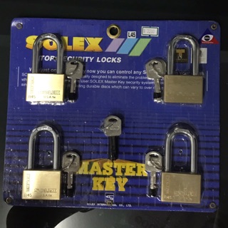 กุญแจทองเหลือง Solex Master Key 4ตัวชุด ขนาด 45มม. คอยาว