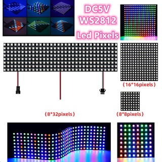 Dc5v WS2812B WS2812IC แผงโมดูลไฟดิจิทัล RGB LED 8x8 16x16 8x32 ซม.