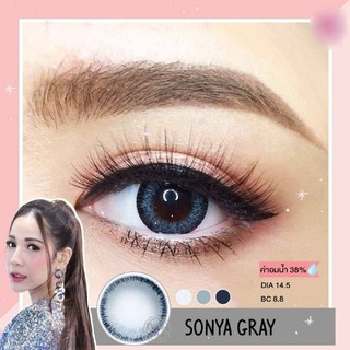 Sonya Gray (1) Pretty Doll ฝาเขียว Contact Lens คอนแทคเลนส์ สีเทา ตาโต บิ๊กอาย แบ๊ว ขอบดำ ค่าสายตา สายตาสั้น แฟชั่น