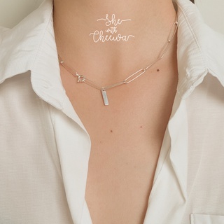 She with Cheewa | silver925 | thinly chain necklace สร้อยคอเงินแท้ มินิมอล โชกเกอร์โซ่ ปรับขนาดได้ตามชอบค่ะ