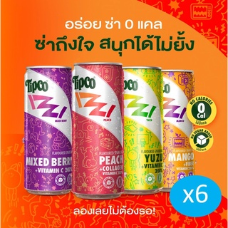 Tipco Izzi รสมิกซ์เบอรี่, รสพีช,รสยูซุ,รสมะม่วง 6 กระป๋อง 330 ml.