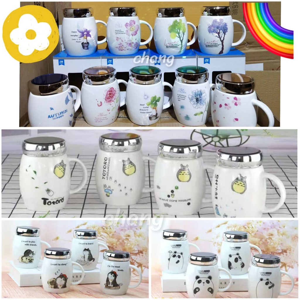 แก้ว เซรามิก และฝากระจกเงา350ml. CH0043 มีหลายแบบให้เลือก โปรดอ่านรายละเอียดก่อนสั่งซื้อค่ะ