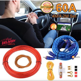 buybuyt ชุดสายไฟเครื่องเสียงรถยนต์ 10GA Car Audio AMP Power Cable Subwoofer Amplifier Wiring 4.0m Set พร้อม AGU FUSE 60A