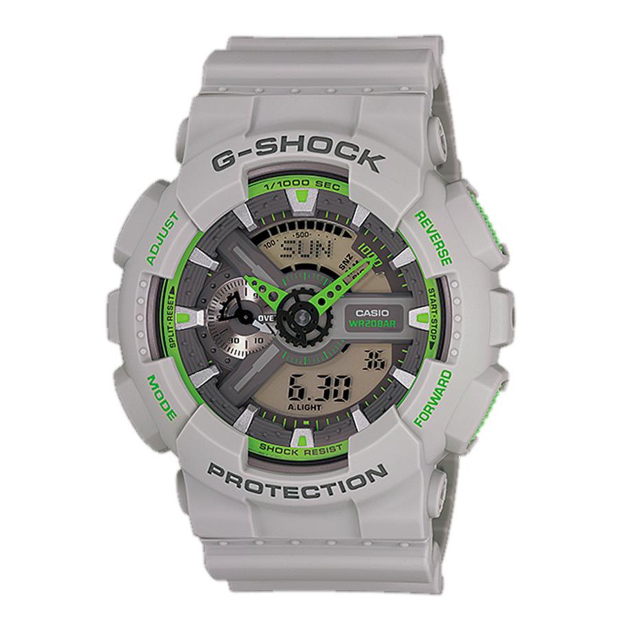 Casio G-Shock นาฬิกาข้อมือผู้ชาย สายเรซิ่น รุ่น GA-110TS-8A3 - สีเทา/เขียว