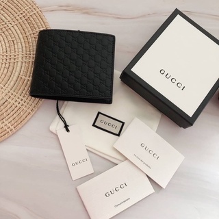 สด-ผ่อน📌แท้💯 Gucci Mens Acero GG Microguccissima Embossed Leather Bifold Wallet