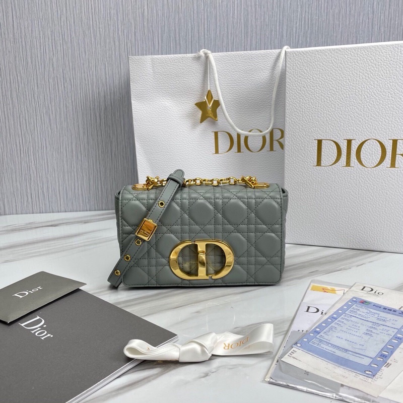 DIOR กระเป๋า Dior Caro bag small Blue Gray