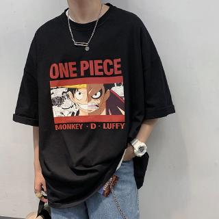 ย้อนยุคเสื้อยืดคอกลมลายการ์ตูน one piece luffy zoS-5XL