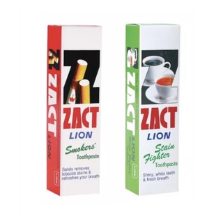 ZACT ยาสีฟันขจัดคราบ แซคท์ สูตรสำหรับผู้ดื่มกาแฟ และชา (กล่องสีเขียว)/ สูตรสำหรับผู้สูบบุหรี่ (สีแดง) 160 กรัม