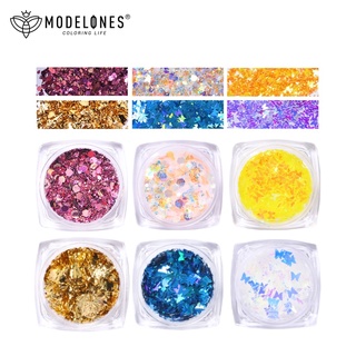 MODELONES Nail Sticker Nails Sequins Irregular Aluminum Foil Gold Art Glitter Flakes Gel DIY Manicure Decoration