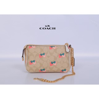 กระเป๋าCOACH POUCH STRAWBERRY กระเป๋าโค้ชกระเป๋าสะพายข้างผู้หญิง กระเป๋าโค้ชแท้ 100% กระเป๋าสะพายข้างผู้หญิง