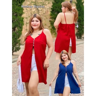 เสื้อผ้าสาวอวบ สายเดี่ยว  📌ไซร์ 44”-52 ตัวยาว เซ็กซี่🌸รหัส B429 ((ไซร์ใหญ่ BigSize)  แต่งลูกเล่นกระดุม น่ารักมากค่ะ