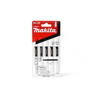 MAKITAใบเลื่อยจิ๊กซอว์ 58 (5ใบ/1PAC) สำหรับไม้ + พลาสติก ตัดแบบเร็ว Jig Saw Blade B-TYPE รุ่น A-86577