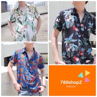 เสื้อฮาวาย เสื้อเชิ้ตผู้ชายแขนสั้น ลายพิมพ์ Pattaya Hawaiiz