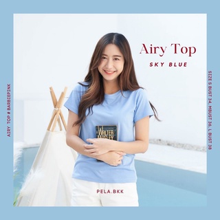 Pela.bkk Airy top เสื้อยืดคอกลม สีฟ้า (sky blue)