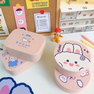 ^พร้อมส่ง #J12 กล่องเก็บของอเนกประสงค์ลายการ์ตูน พร้อมฝาและกระจก🔆🍬