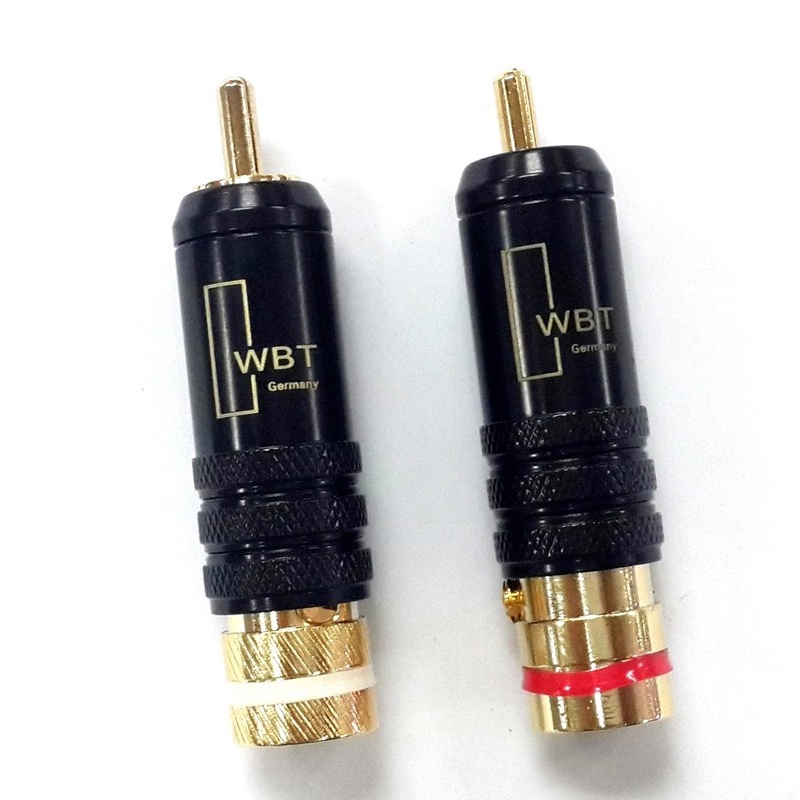 1 คู่ขั้วต่อ RCA ขั้วต่อสัญญาณปลั๊ก WBT 0144 ปลั๊ก RCA หัวบัวทองแดงปลั๊ก RCA ขั้วต่อประมาณ 53 มม.