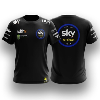 เสื้อยืด ลายทีมแข่งรถ MotoGP Sky สีดํา ไซซ์ XS-3XL