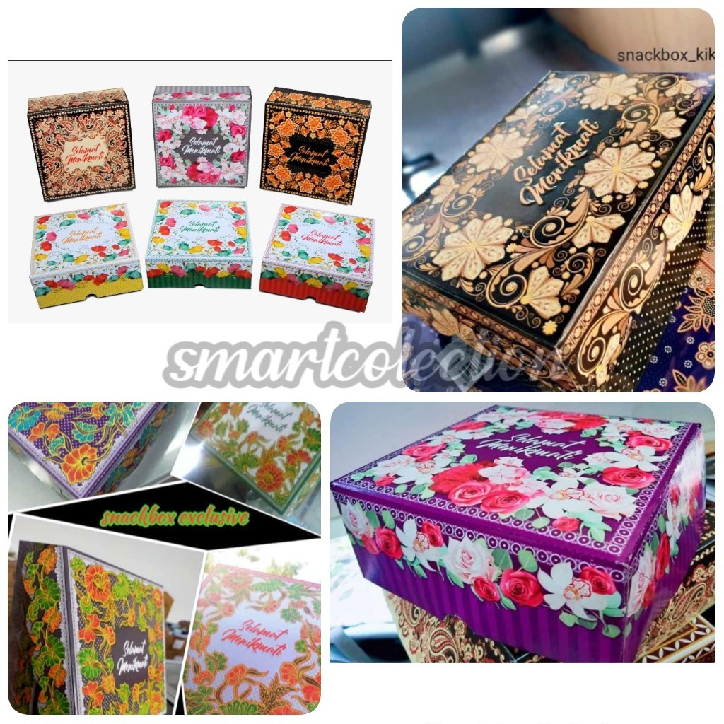 (OKEY กระดาษแข็งพับ) Uk Motif Batik Snack Box. 15 x 11 x 7