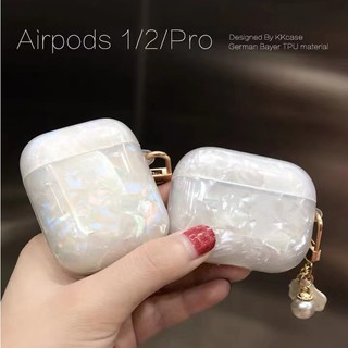 เคสหูฟัง แบบนิ่ม กันกระแทก ประดับไข่มุก สีขาว สําหรับ AirPods 1 2 3 Pro2 AirPods gen2 AirPods 3