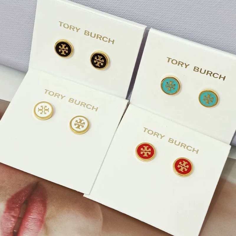 Tory Burch round lovely enamel letter earrings simple girl earrings |  Shopee Thailand