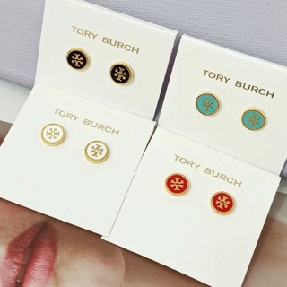 Tory Burch round lovely enamel letter earrings simple girl earrings