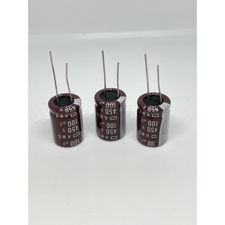 Capacitor คาร์ปาซิสเตอร  100UF 450V ขาลวด ไซต์ 18*25MM เเพ็คละ 10 ตัว