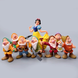 ฟิกเกอร์ Princess Snow White &amp; Seven Dwarfs ของเล่นสําหรับเด็ก 8 ชิ้น