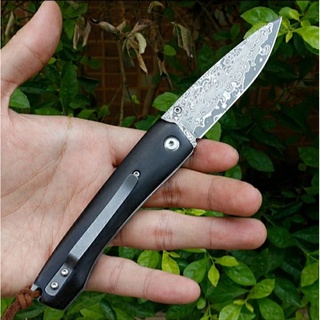 มีดพับดามัสกัส Damascus knife, Core VG10, Black Swallow รุ่นนกนางแอ่นดำ