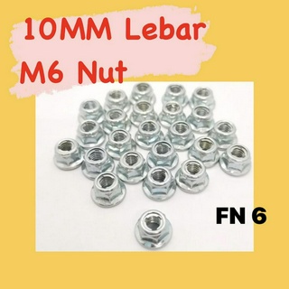 Fn น็อตบาร์ สกรูน็อต 10 มม. 10 มม. M6 LEBAR NUT SAIZ 10 มม. LEBAR ( 1 ชิ้น 1 บิจิ ) ( FN6 )