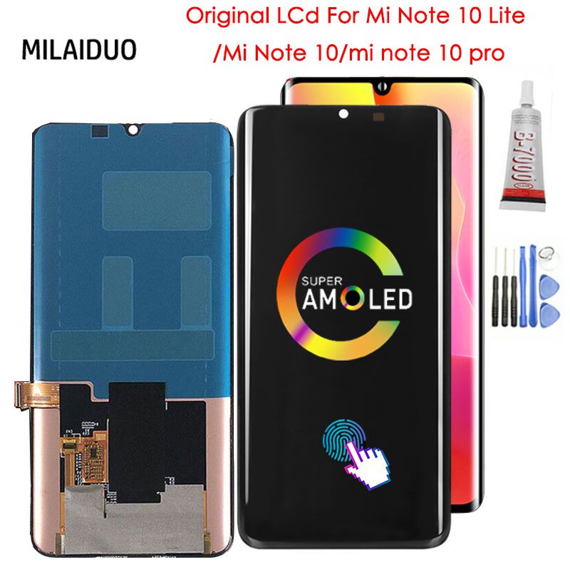 Amoled สําหรับ Xiaomi Mi หมายเหตุ 10 Lite Mi หมายเหตุ 10 Mi หมายเหตุ 10 Pro จอแสดงผล LCD Touch Scree