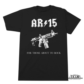 T-shirt  เสื้อยืด พิมพ์ลาย Those About To Rock Ar-15 2Nd Amendment Pro Gun Usa Patriot Ac DcS-5XL