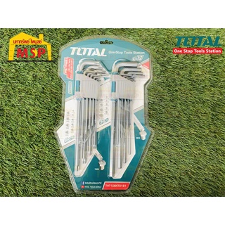 Total โททอล กุญแจหกเหลี่ยม+หัวท๊อค 18 ตัวชุด THT-106KT0181 ชุดประเเจหกเหลี่ยม หัวท็อค รุ่นยาว