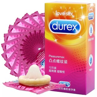 D.urex ถุงยางอนามัย Pleasuremax (12ชิ้น/กล่อง) (กุหลาบแดงrose Red)