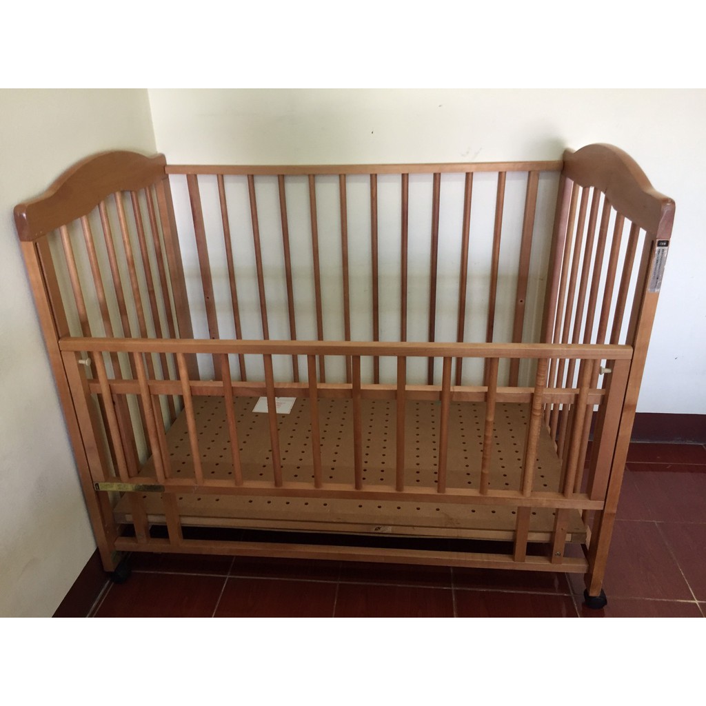 Yamatoya wooden baby cot bedเตียงไม้ 2ชั้น เตียงไม้ เปลนอน  สำหรับเด็ก มือสองญี่ปุ่น