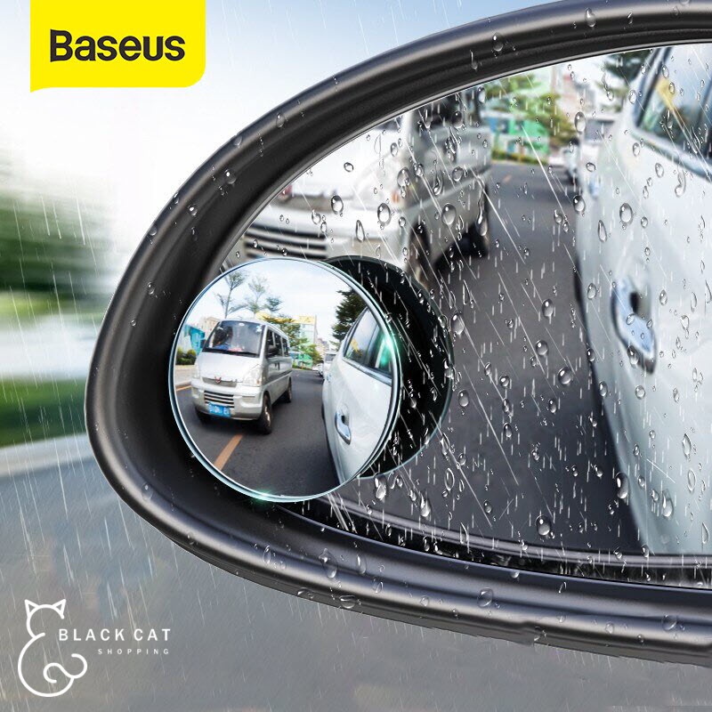 Baseus กระจกส่องมุมอับ 2ชิ้น ปรับหมุนได้ 360 องศา กระจกกลมเล็ก มองข้าง แบบกลม 360 องศา เพิ่มความปลอดภัยในการขับขี่ #K43