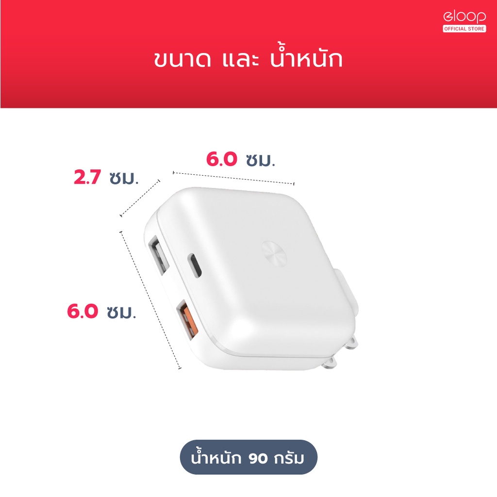 296บ.โค้ด 11SITEWIDE100 Eloop C2 หัวชาร์จเร็ว QC3.0 PD 20W USB Type C