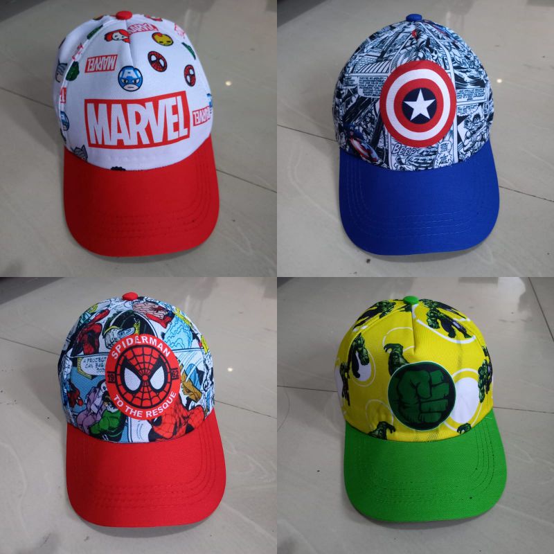 หมวกเด็กผู้ชาย Superhero Spiderman Marvel Captain America Hulk / หมวกสําหรับเด็กผู้ชาย 3-8 ปี